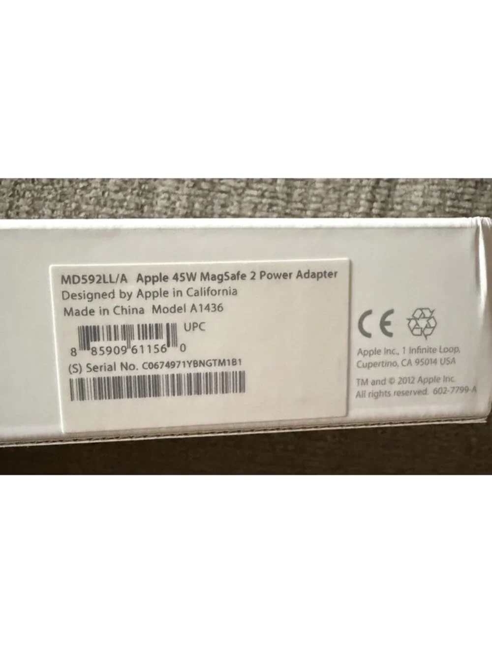 Apple Magsafe 2 45W Power Adapter - MD592LL/A (OPEN BOX)